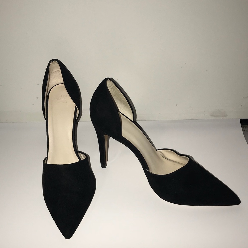 Black Faux Suede Heels